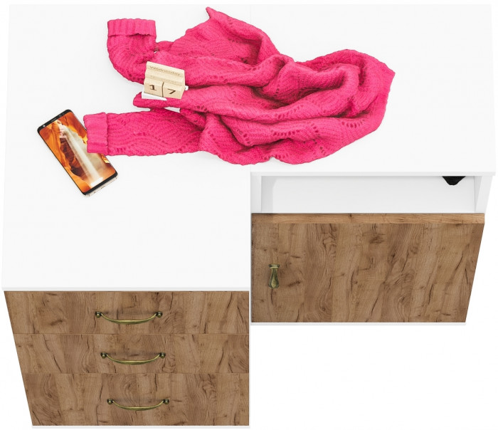 Лидер-8 Тумба МД 3.16 + Тумба МД 3.19, цвет белый шагрень/крафт золото, ШхГхВ 80х50х75 см., универсальная сборка