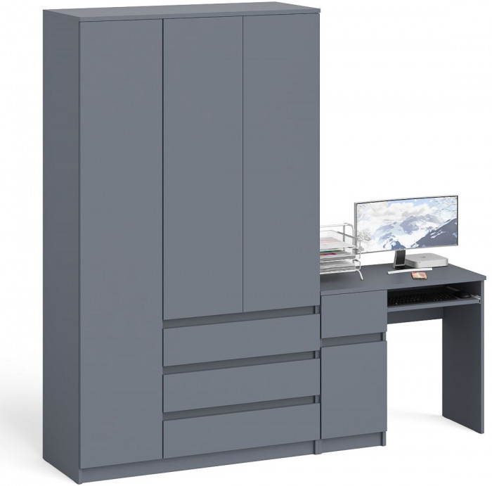 Мори Стол компьютерный МС-1 левый + Шкаф МШ1200.1, цвет графит, ШхГхВ 210,4х50,4х209,6 см., выдвижной ящик слева, НЕ универсальная сборка