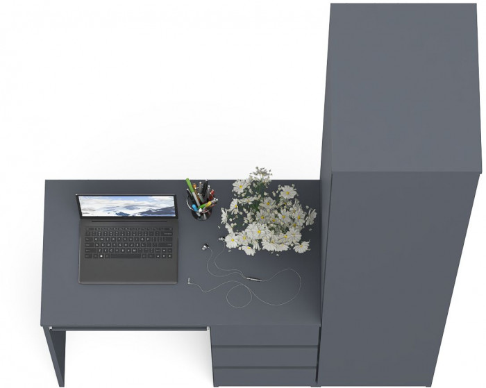 Мори Стол компьютерный МС-6 правый + Пенал МШ400.1, цвет графит, ШхГхВ 130,4х50,4х209,6 см., выдвижные ящики справа, НЕ универсальная сборка