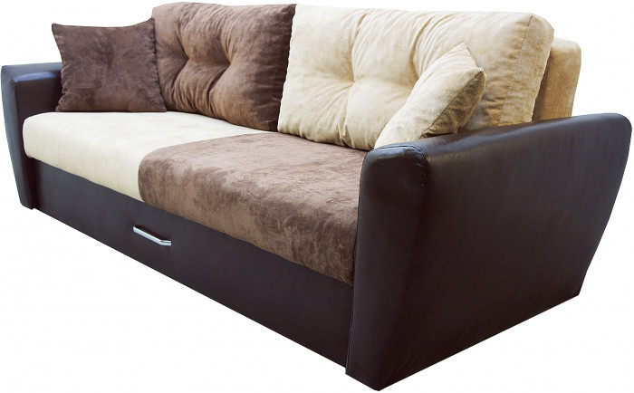 Диван еврокнижка Амстердам 160 ЛЮКС 03 ВЕЛЮР КОМБИ ЭКОКОЖА КОРИЧНЕВАЯ