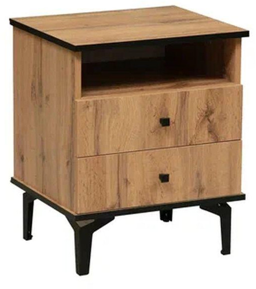 Тумба прикроватная Либерти 51.17 (опора h150) Дуб Вотан/Черный