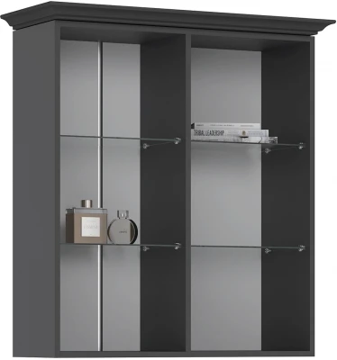 Престиж-1 Шкаф навесной двудверный со стеклом графит/графит структурный