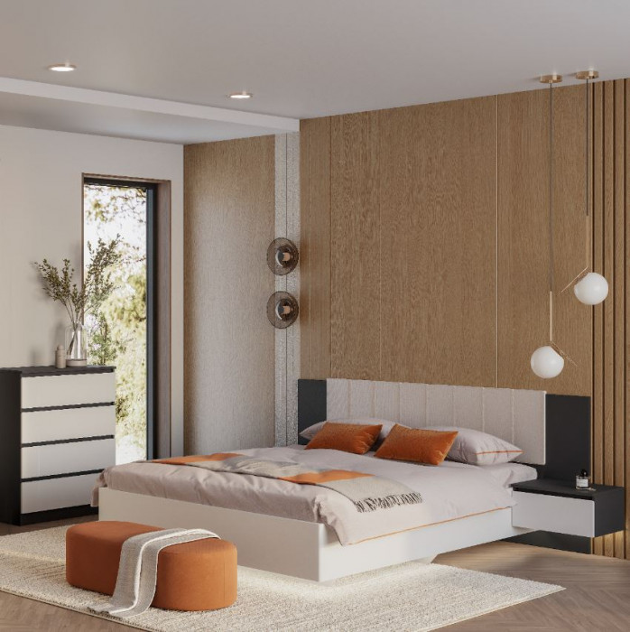 Кровать 1,6 м "Шарм" КР-18 Белый/ Графит