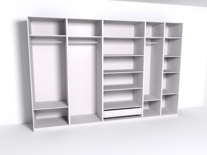 Гардеробная Рум. Комплект 6.1 без фасадов, ясень