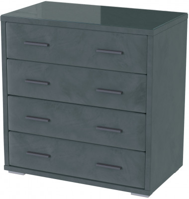 Интерьерный комод со стеклом серый