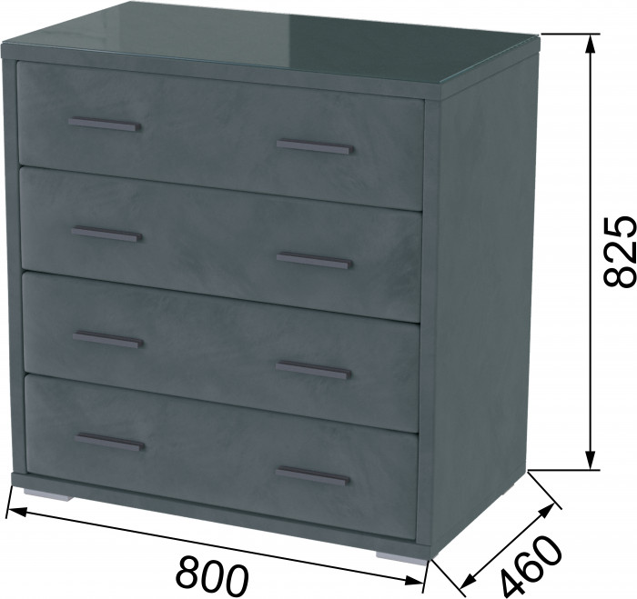 Интерьерный комод со стеклом серый