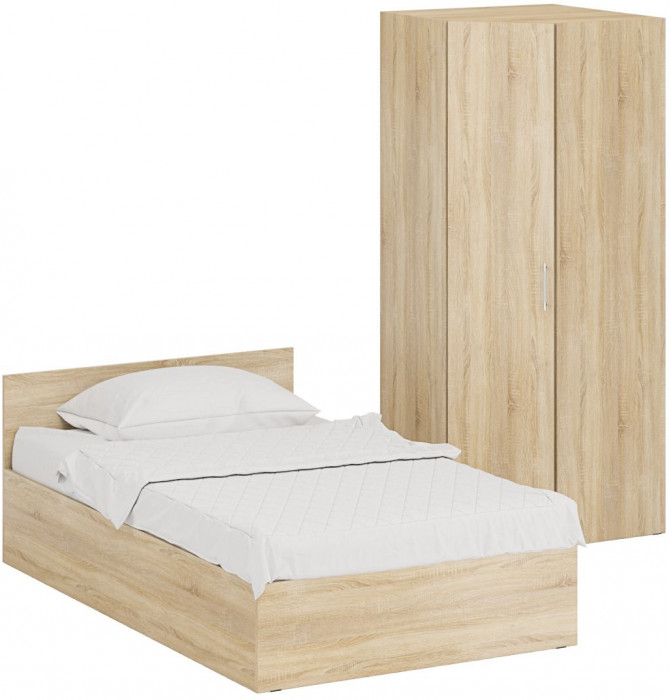 Кровать 1200 + угловой шкаф Стандарт, дуб сонома