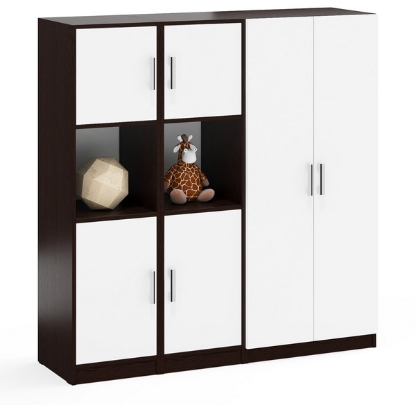 Шкаф С-МД-СК9Ш+Пенал С-МД-СК9П+Пенал С-МД-СК9П, венге/белый шагрень