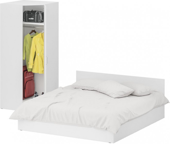 Кровать 1800 + угловой шкаф Стандарт, белый