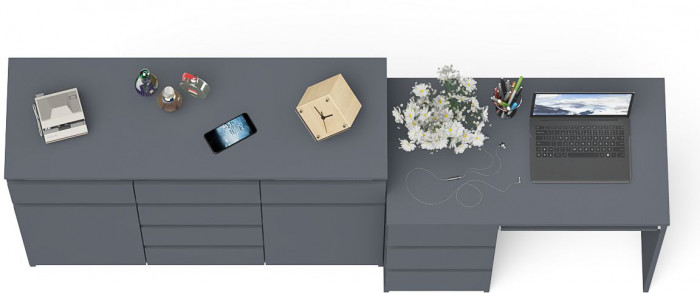 Мори компьютерный стол МС-6 левый + Комод МК1200.4, графит