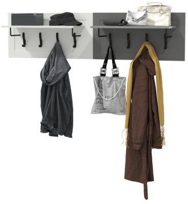 Остин 15.12 Вешалка + 15.12 Вешалка, белый шагрень/серый графит