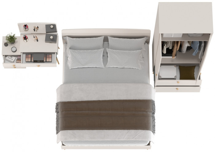 Афина Спальня 03-1600, цвет кашемир серый, сп.м. 1600х2000 мм., б/м, основание есть - фанера