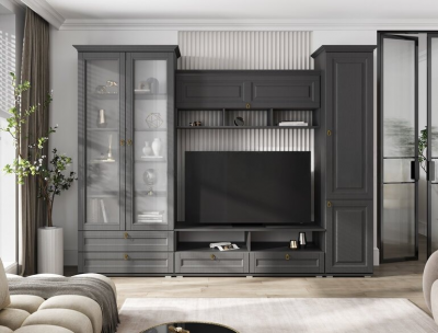 Гостиная Престиж 1 Вариант №1 Графит/графит структурный