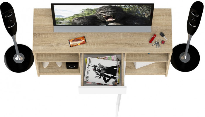 Мори Тумба ТВ МТВ1204.1, цвет дуб сонома/белый, ШхГхВ 120,4х41х73 см.