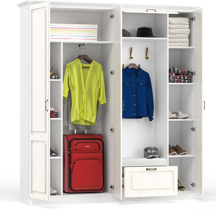 Ливерпуль Прихожая 13.21 + Шкаф для одежды + карниз 2000С, цвет ясень ваниль/белый