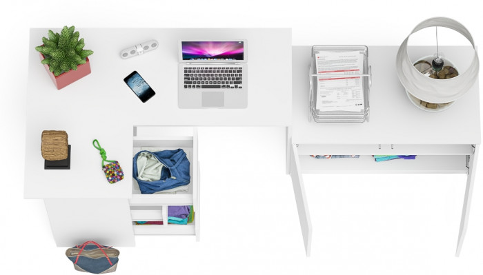 Мори компьютерный стол МС-16 левый + Тумба МА900.1, белый