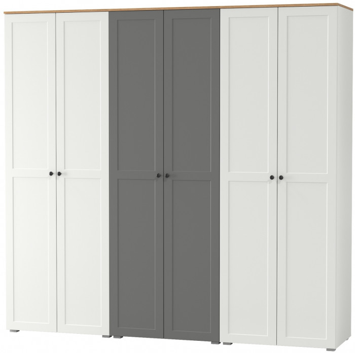 Остин 13.224 Шкаф 3 шт., цвет белый шагрень/серый графит/дуб крафт золотой, ШхГхВ 240х54,3х229,6 см., универсальная сборка