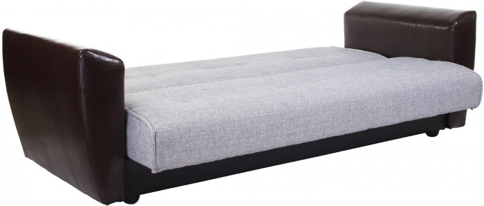 Диван-кровать Амстердам, 140х190, книжка, пружинный блок, рогожка/экокожа, серый