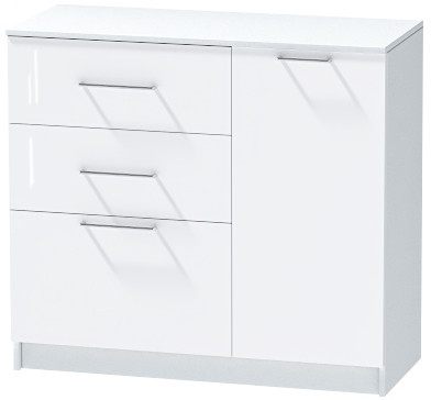 Комод №2 "Иннэс-7", Белый/Белый глянец