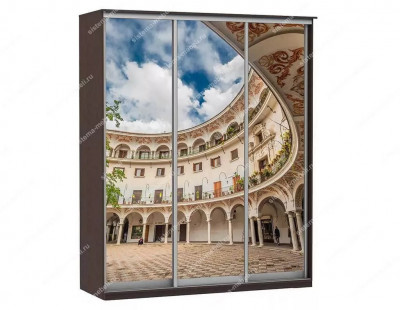 Шкаф купе Модерн 1776х450 3-х дверный 3-х секционный фотопечать №2 венге