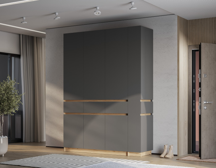 Шкаф стеллаж "Багира" ШК-16 Крафт/Графит