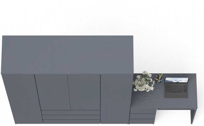 Мори Стол компьютерный МС-6 левый + Шкаф МШ1600.1, цвет графит, ШхГхВ 250,4х50,4х209,6 см., выдвижные ящики слева, НЕ универсальная сборка