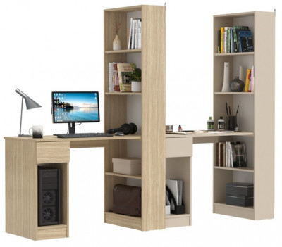 Два Стола письменных Лайт 10.01, цвет плэйн/сатин, ШхГхВ 230,6х58,2х179 см., универсальная сборка(обязательно крепление к стене)