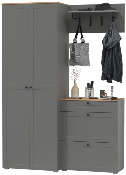 Остин Прихожая 17, серый графит/дуб крафт золотой