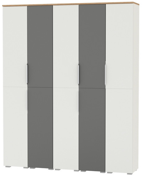 Октава Набор шкафов 48, цвет белый шагрень/серый графит/дуб крафт золотой/фасады МДФ белый шагрень/серый графит, ШхГхВ 161х35,3х197,6 см., ун. сб.