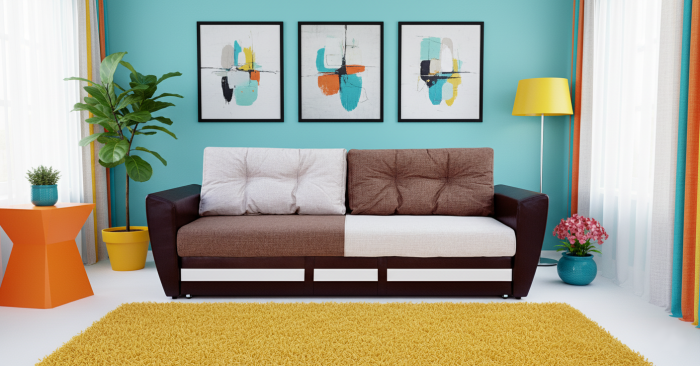 Диван-еврокнижка Амстердам, 150х195, пружинный блок, рогожка/экокожа, комби