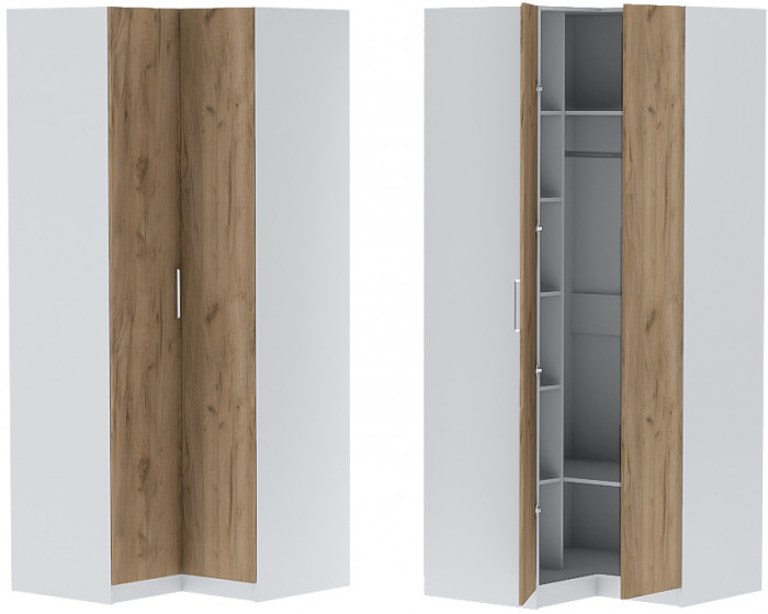 Шкаф угловой "Иннэс-7" - Белый/Крафт золотой