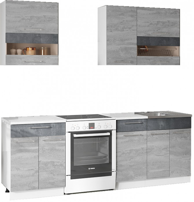 Кухонный гарнитур Маша 1.6 м, камень