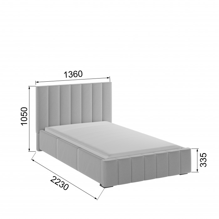 Нега Кровать интерьерная 120 светло-серый, ортопед