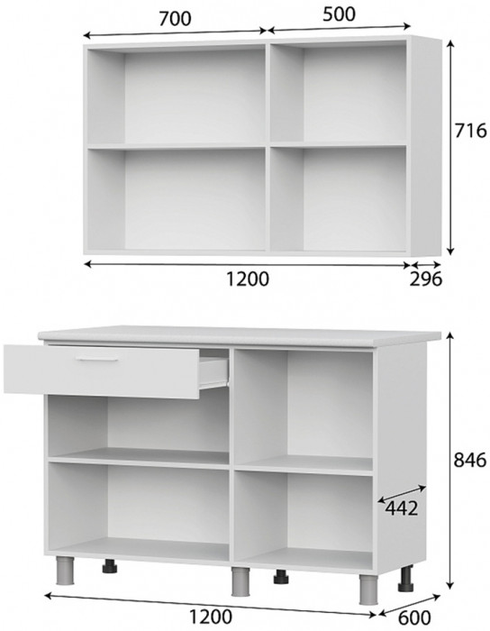 Готовая кухня КГ 4 (1.2 м), Белый, Дуб сонома