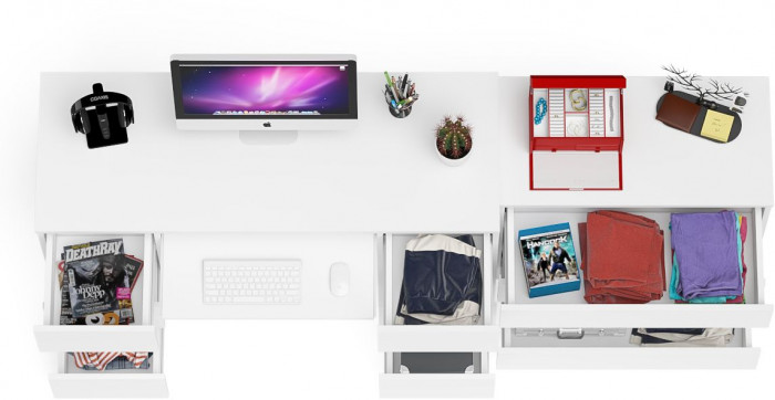 Мори компьютерный стол МС-2 + Комод МК800.1, белый