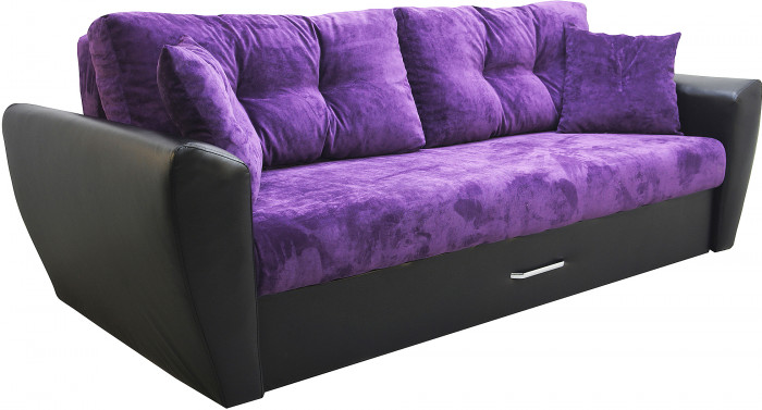 Диван еврокнижка Амстердам 160 ЛЮКС 11 ФИОЛЕТОВЫЙ ВЕЛЮР ЭКОКОЖА КОРИЧНЕВАЯ