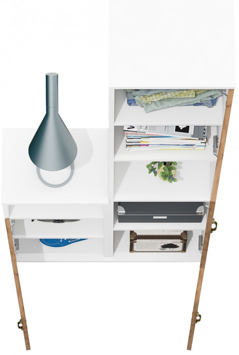 Лидер-8 Пенал + Тумба МД 3.19, белый шагрень/крафт золото