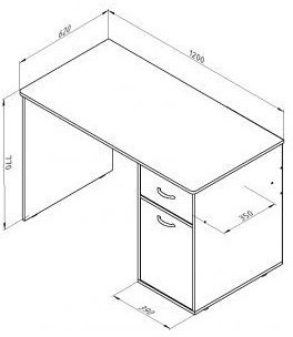 Дельта-15.01 Стол письменный, Розовый