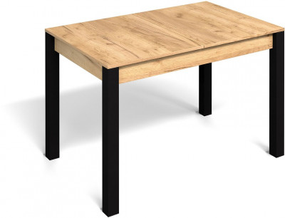 Стол раздвижной с вставкой Милан-3 Дуб Крафт золотой / Черный