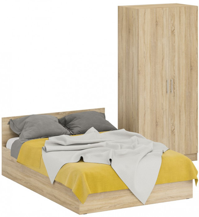 Кровать 1400 + Шкаф 2-х створчатый Стандарт, дуб сонома