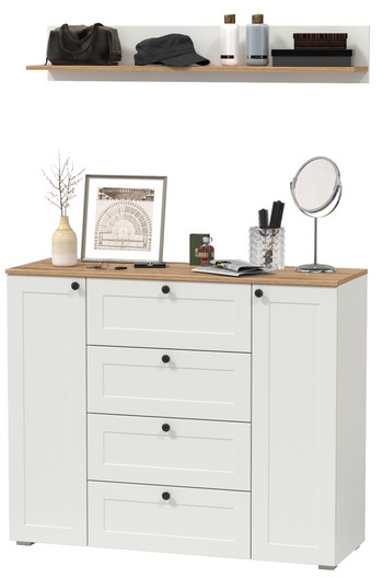 Остин Прихожая 72, цвет белый шагрень/дуб крафт золотой, ШхГхВ 120х41,9х160 см.