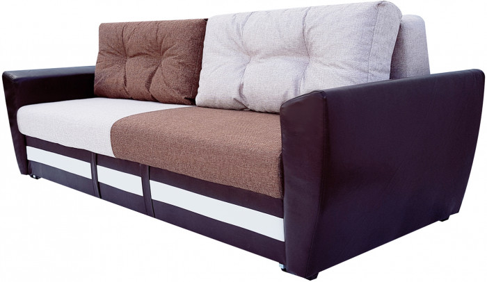 Диван-кровать Амстердам, 150х195, раскладной, еврокнижка, независимый пружинный блок, рогожка/экокожа, комби