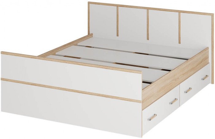 Кровать без основания 1,4 м "Сакура" дуб сонома/белый