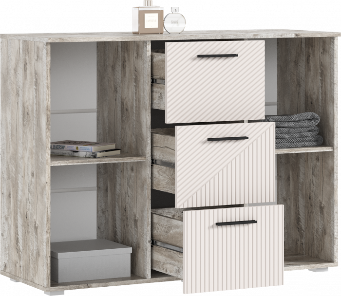 Сильвия Комод (3 ящика/2 двери) 1200, Кашемир/Дуб Юкон