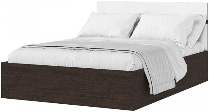 ЛИБЕРТИ КР 01 Кровать 1,4 (1432х900х2032) Фасад МДФ БЕЛЫЙ ГЛЯНЕЦ/Корпус ВЕНГЕ