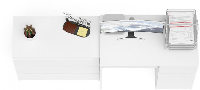 Мори Стол компьютерный МС-1 правый + Комод МК800.1, цвет белый, ШхГхВ 170,4х50х76,6 см., выдвижной ящик справа, НЕ универсальная сборка