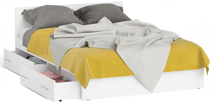 Мори Кровать с ящиками 1400, белый