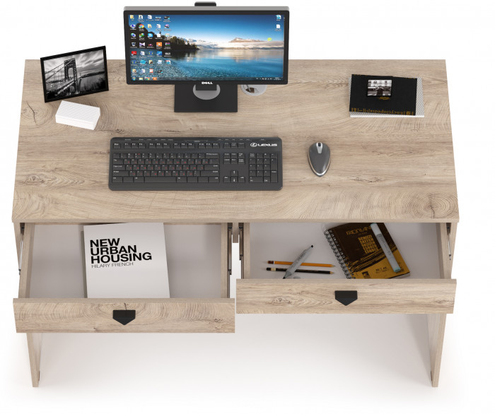 КР100 Бостон 12.69 Стол компьютерный, цвет дуб эндгрейн элегантный, ШхГхВ 115,2х57,2х76 см.