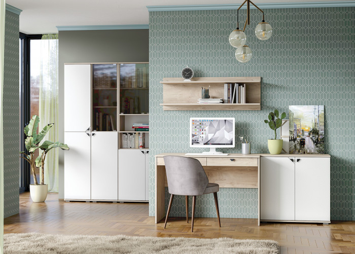 КР100 Бостон 12.69 Стол компьютерный, цвет дуб эндгрейн элегантный, ШхГхВ 115,2х57,2х76 см.