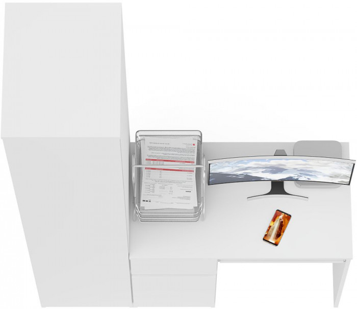 Мори компьютерный стол МС-1 левый + Пенал МШ400.1, белый